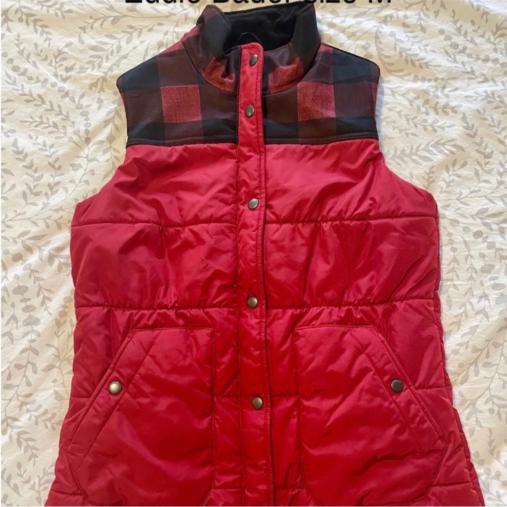 ❤️☔️ Eddie Bauer Waterproof Down Plaid Buffalo Check Puffer Vest Medium Tall